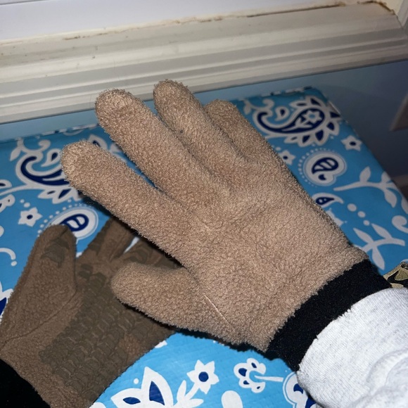 ⭐️Vintage Manzella Textured Fleece Brown Black Gloves - Picture 8 of 10